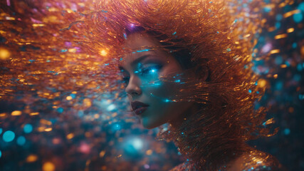 Fantasy Space Woman Abstract light Concept