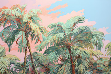 Fototapeta na wymiar Beautiful palm trees. Vacation and travel concept.