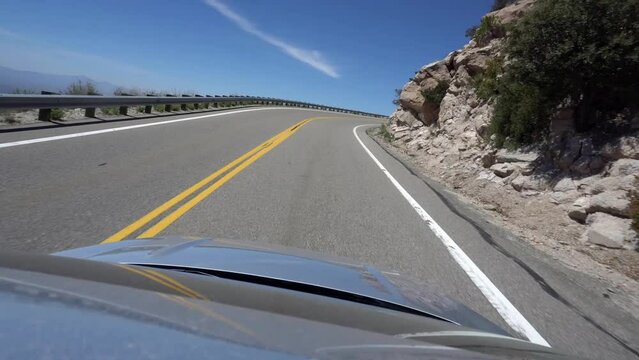 Driving at speed on the road to Mt. Lemmon, Tucson, Arizona