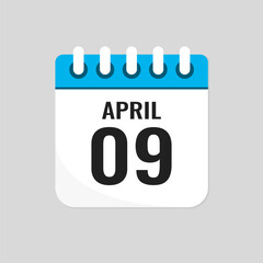 Icon page calendar day - 9 April