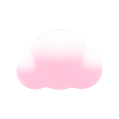 Cartoon 3d pastel fluffy cloud. Vector soft pink gradient magic cloud on white background. 3d Render fairy bubble shape, round fantasy geometric cumulus illustration for design, game, app.