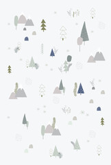 Christmas icons set, winter mountain pattern wallpaper use for background birthday or wallpaper nursery