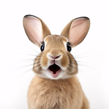 Rabbit  Portraite of Happy surprised funny Animal head peeking Pixar Style 3D render Illustration