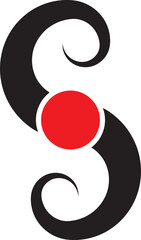 S Letter Logo. Red and Black Color. - Vector