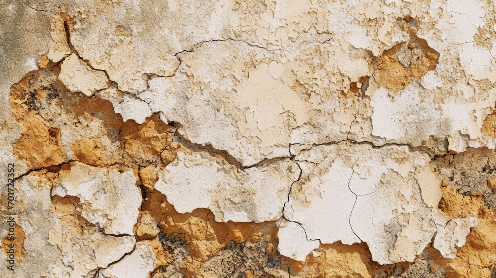 Poster Close up of a wall with peeling paint. Perfect for adding texture and depth to design projects