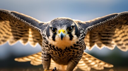 The majestic falcon is gazing with its sharp talons in focus - Powered by Adobe