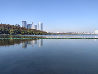 View of Xuanwu lake in Nanjing during autumn session