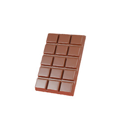 3D illustration of a chocolate bar isolated on transparent background