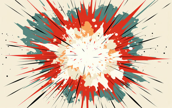Explosion Burst Retro Background: Abstract Illustration Ray Cartoon Design.