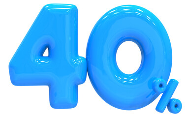 40 Balloon Blue Number Discount 3D Render