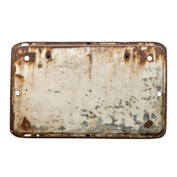 old metal plate on isolate transparency background, PNG