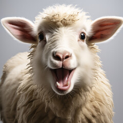  Sheep  Portraite of Happy surprised funny Animal head peeking Pixar Style 3D render Illustration