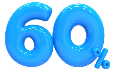 60 Balloon Blue Number Discount 3D Render