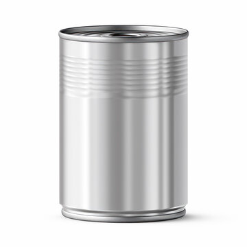 Close-up various metal and white tin can on white background separated on isolate transparency background, PNG