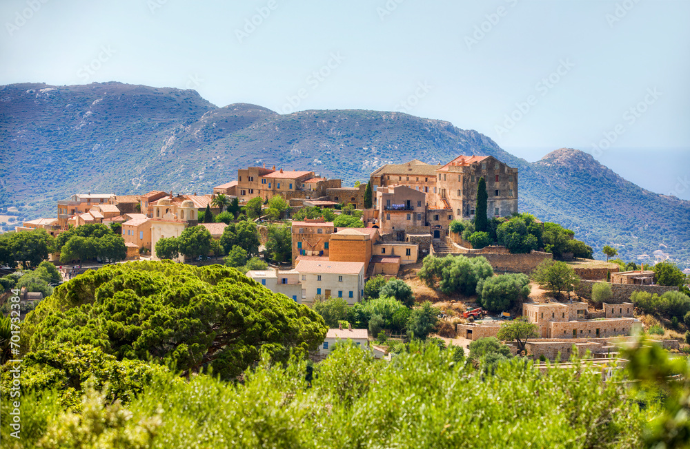 Wall mural The Beautiful Village of Pigna in the Balgane Region on Haute-Corse, Corsica, France