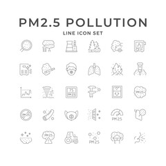 Set line icons of PM 2.5 pollution - obrazy, fototapety, plakaty