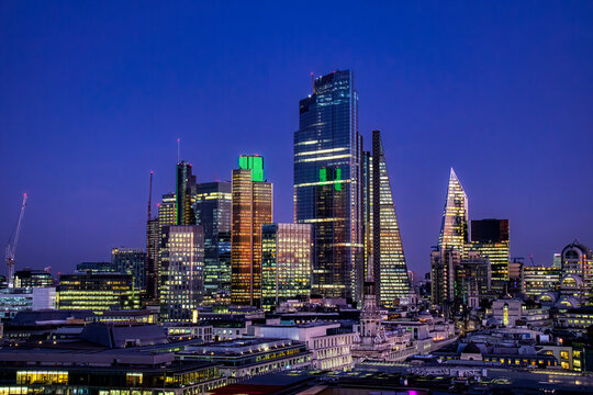 The Skyline of The City of London, also Called "The Square Mile", in London, United Kingdom, at Night