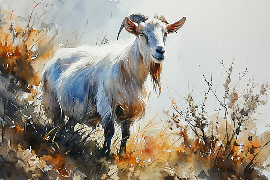 painting of a goat