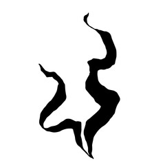 Silhouette,doodle sea grass,algae.Vector graphics.