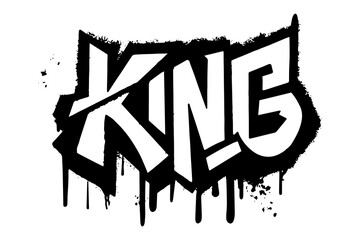 word KING with crown, graffiti art isolated on white background. - obrazy, fototapety, plakaty