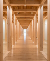 largo pasillo de madera