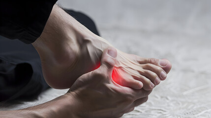 Inflammation at the foot. Concept of foot pain. - obrazy, fototapety, plakaty