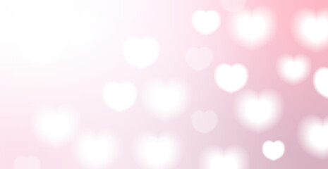 Valentines Background With Pink Hearts Bokeh Light. Wedding Backdrop. Vector