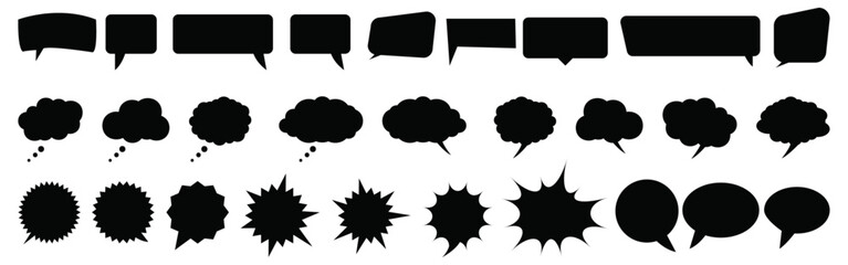 Speech bubbles icon set. Cloud, Talk or chat message balloon and communication elements collection. - obrazy, fototapety, plakaty