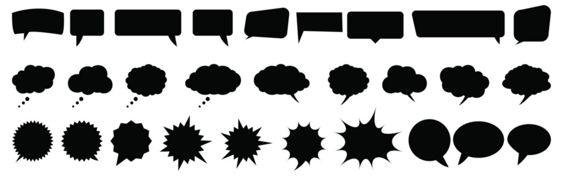 Speech bubbles icon set. Cloud, Talk or chat message balloon and communication elements collection.