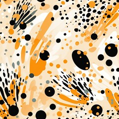 seamless pattern with orange and black spots of cheetah texture on white background. Leopard or giraffe animal skin