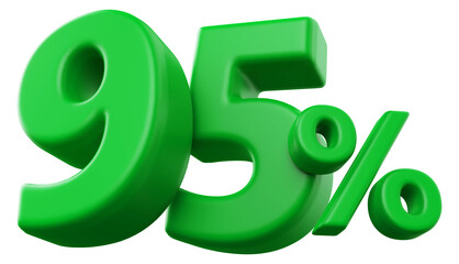 95 percentage discount number green 3d render