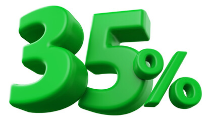 35 percentage discount number green 3d render
