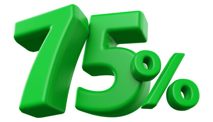 75 percentage discount number green 3d render