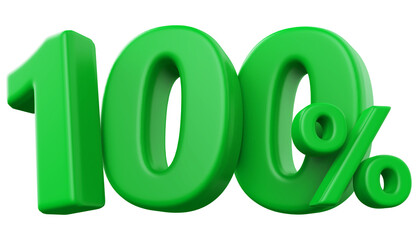 100 percentage discount number green 3d render