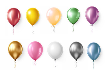 Collection of different color balloon on isolate transparency background, PNG