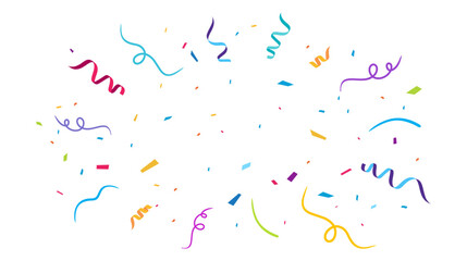 Celebration confetti background, vector, congratulations confetti, isolated on white, colorful confetti explosion, streamers, clipart for Carnival, Holiday, Christmas, New year, sale, birthday, party - obrazy, fototapety, plakaty