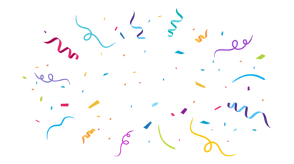 Deurstickers Celebration confetti background, vector, congratulations confetti, isolated on white, colorful confetti explosion, streamers, clipart for Carnival, Holiday, Christmas, New year, sale, birthday, party © Rajan