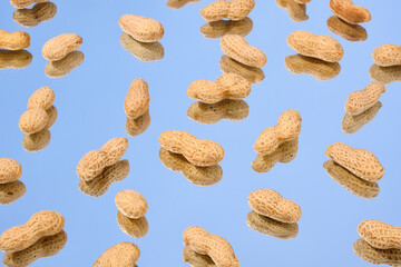 Fototapeta na wymiar Nuts on the mirror. Healthy product with vitamins.