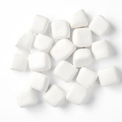 Fototapeta na wymiar white marshmallows cubes on isolate transparency background, PNG