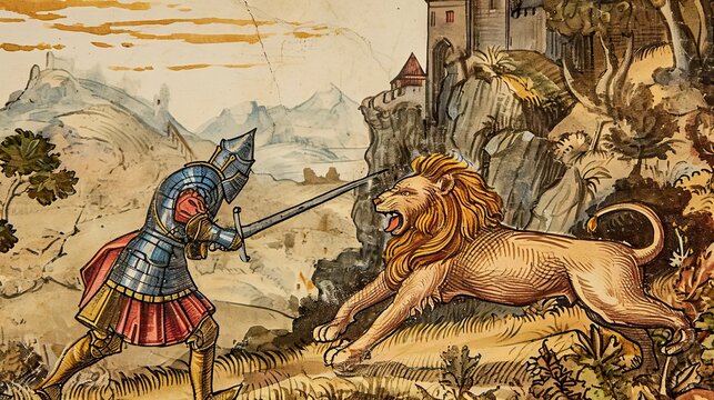 medieval style scene with fight