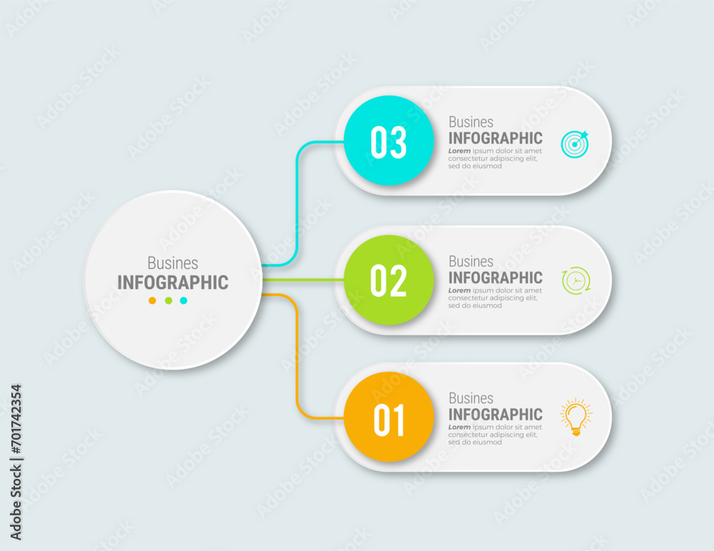 Wall mural Business infographic template design icons 3 options or steps