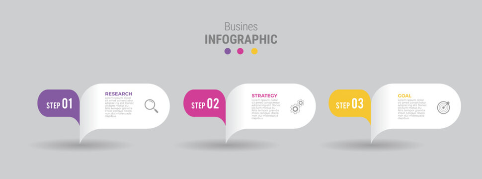 Business infographic template design icons 3 options or steps