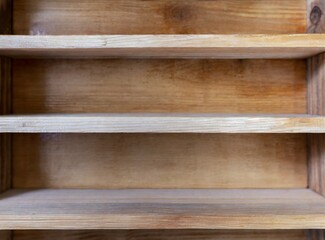 Empty white wooden shelf with copy space, and space for product display