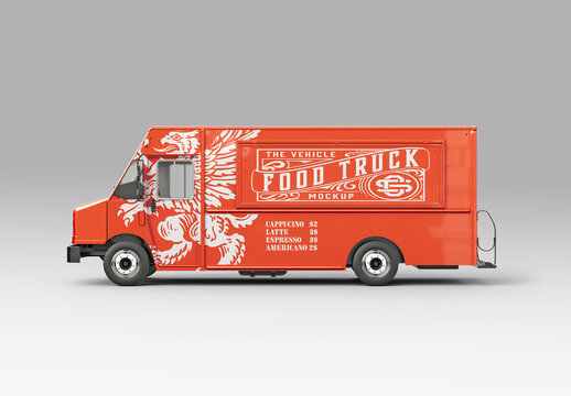 Food Truck Step Van Mockup