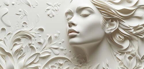 A captivating paper cutout woman against a white backdrop with a touch of elegance.