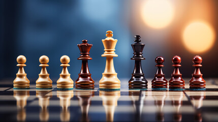 Wide banner of chess pawns