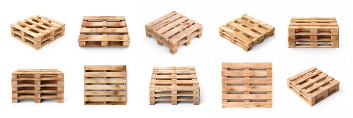 Collection of Wooden pallet on isolate transparency background, PNG