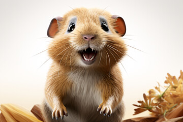 Guinea Pig  Portraite of Happy surprised funny Animal head peeking Pixar Style 3D render Illustration