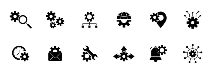 Setup and setting thin line icons. For website marketing design. Vector illustration.
