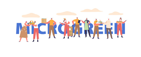 Characters Cultivate Microgreens, Nurturing Nutrient-packed Plants. Dedicated To Promoting Health And Sustainability